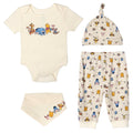 Disney Winnie the Pooh Baby 4-Piece Bodysuit Pants Bib and Hat Set Tusk