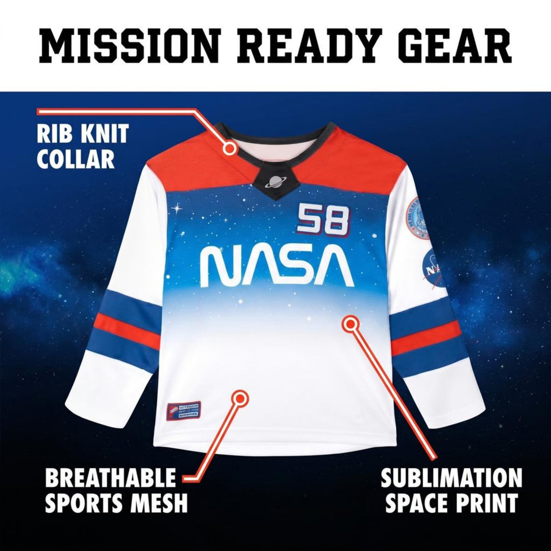 NASA Boys' Athletic Hockey Jersey Red White Royal Blue