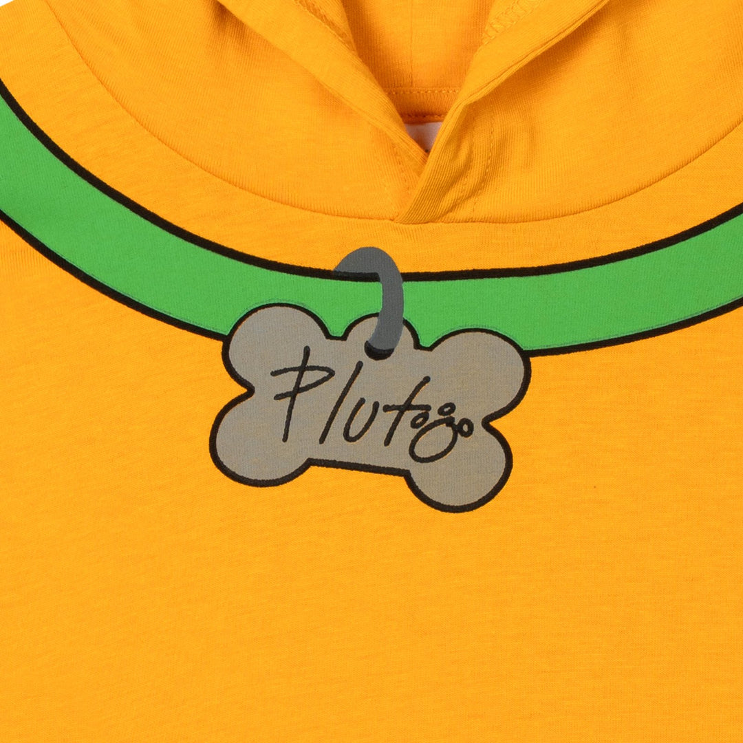 Disney Mickey Mouse Pluto Cosplay Hooded T-Shirt Yellow