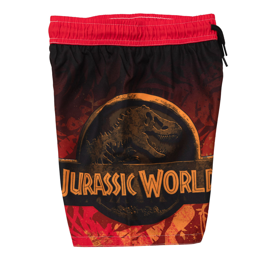 Jurassic World Jurassic Park T-Rex Little Boys' Quick Dry Swim Trunks Black Red
