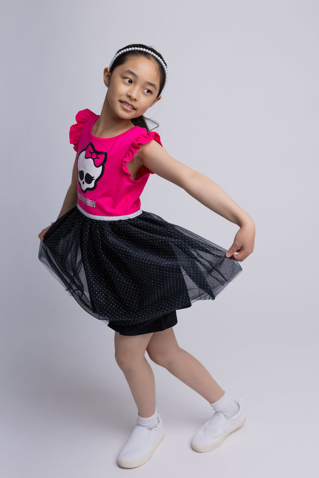 Monster High Girls' Tutu Dress Fuchsia Skullette