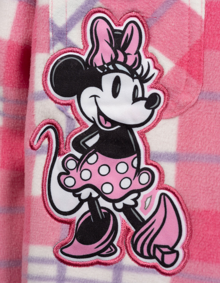 Minnie Mouse Toddler Girls' Fleece Shacket Pink Plaid