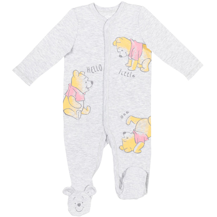 Disney Winnie the Pooh 2-Pack Footed One-Piece Sleep N' Play White Grey
