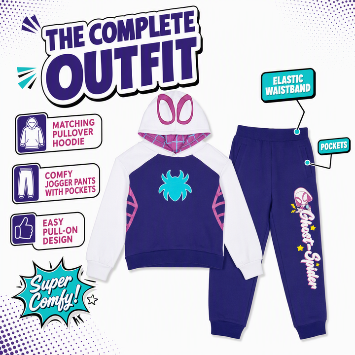 Marvel Spidey and His Amazing Friends Ghost-Spider Hoodie and Pants Set Purple