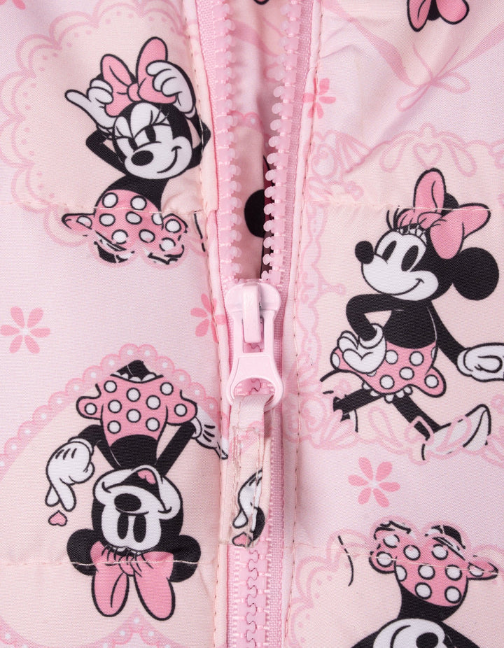 Minnie Mouse Girls' Hooded Puffer Jacket Pink Floral