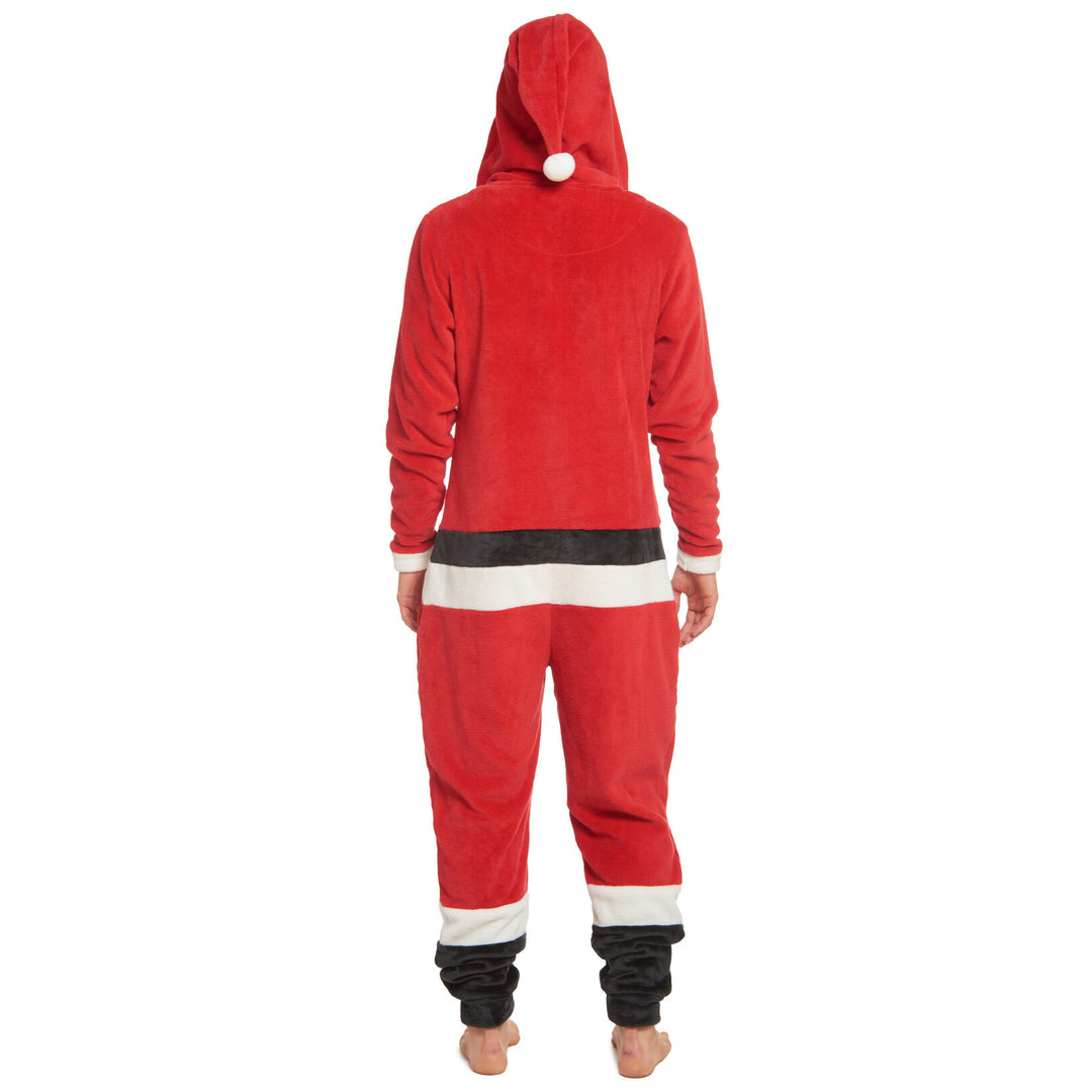 Dreamwave Santa Adult Men or Women Christmas Fleece Hooded One Piece Pajama Red