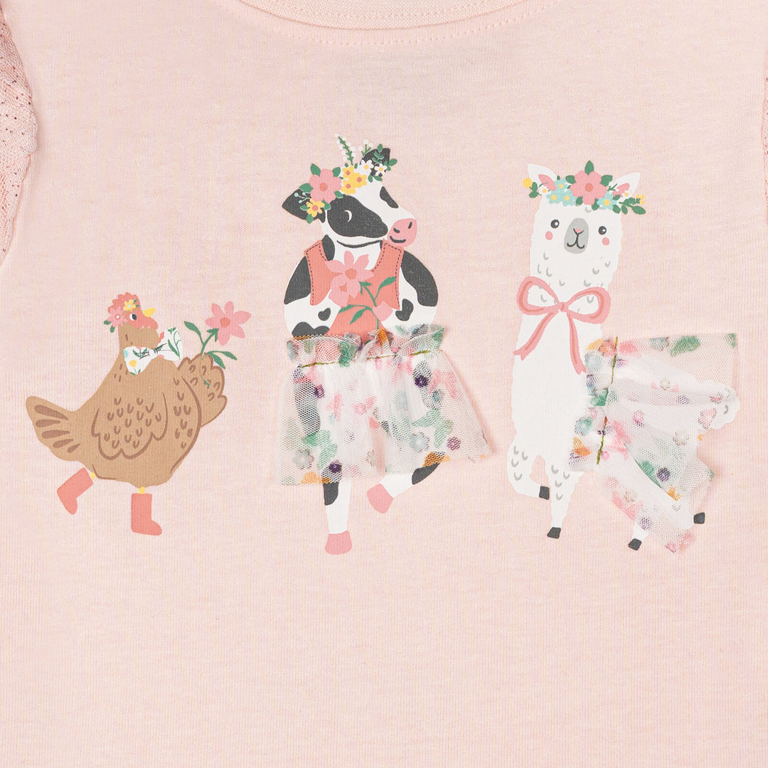 John Deere Girls' Long Sleeve T-Shirt Blush Pink