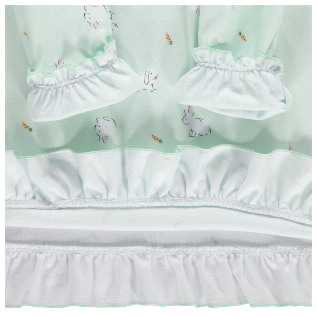 Dreamwave Girls' Long Sleeve Pajama Nightgown Mint Bunny Print