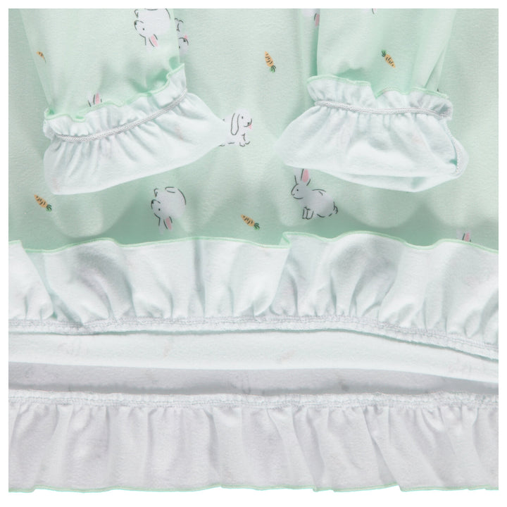 Dreamwave Girls' Long Sleeve Pajama Nightgown Mint Bunny Print
