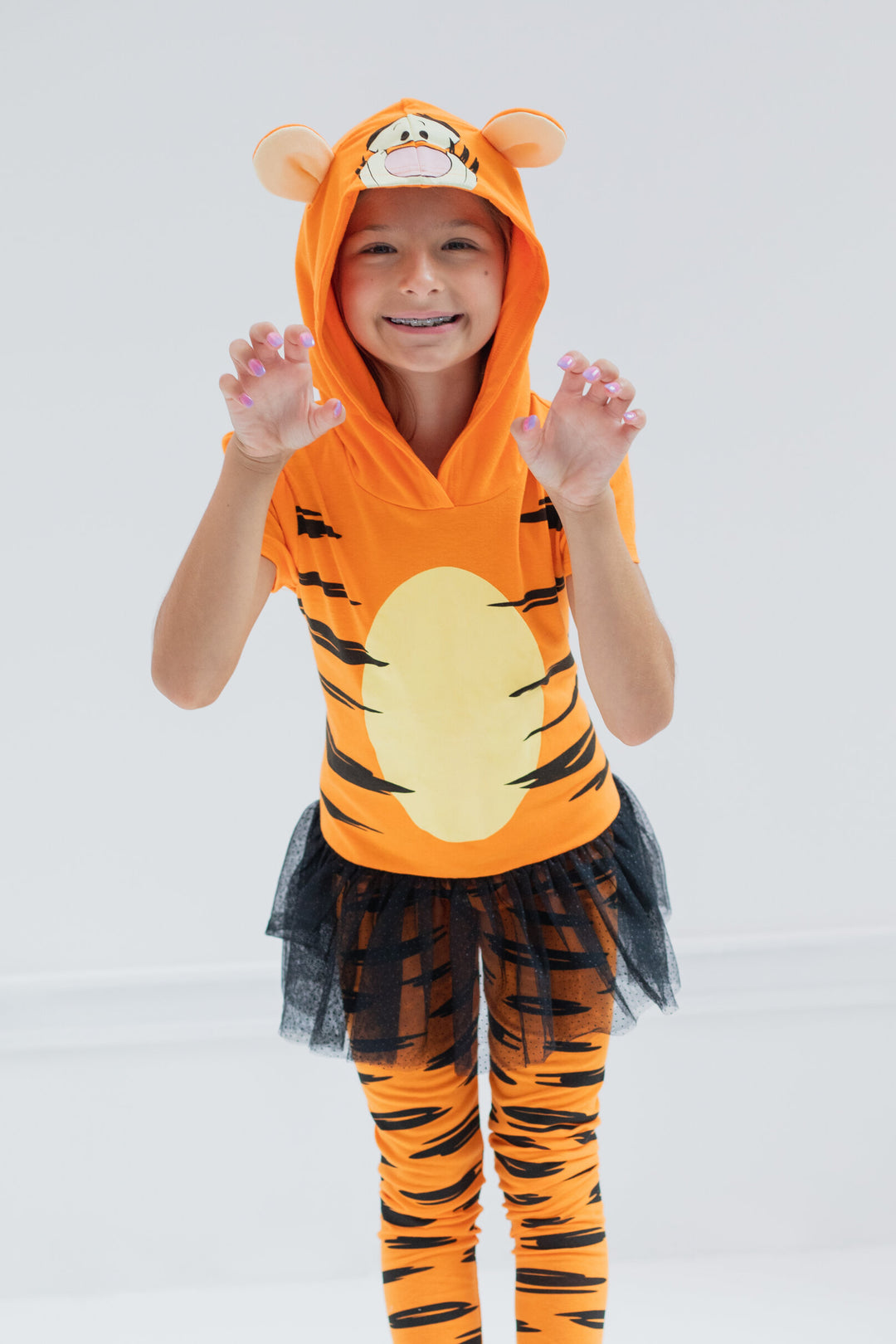 Disney Winnie the Pooh Tigger Cosplay 2-Piece Hooded Tee and Leggings Set Orange