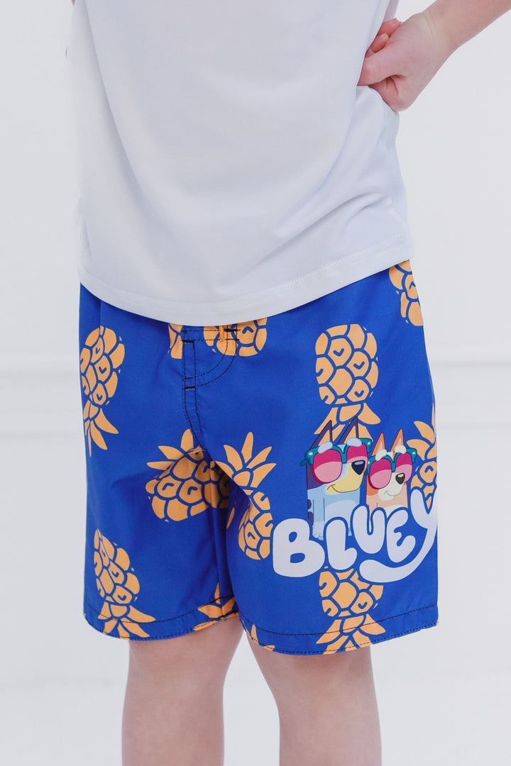 Bluey Boys' Swimwear Swim Trunks Pineapple Royal Blue