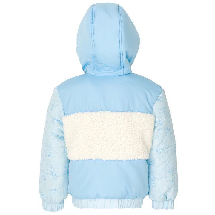 Bluey Girls' Hooded Zip-Up Puffer Jacket Bingo Ice Blue