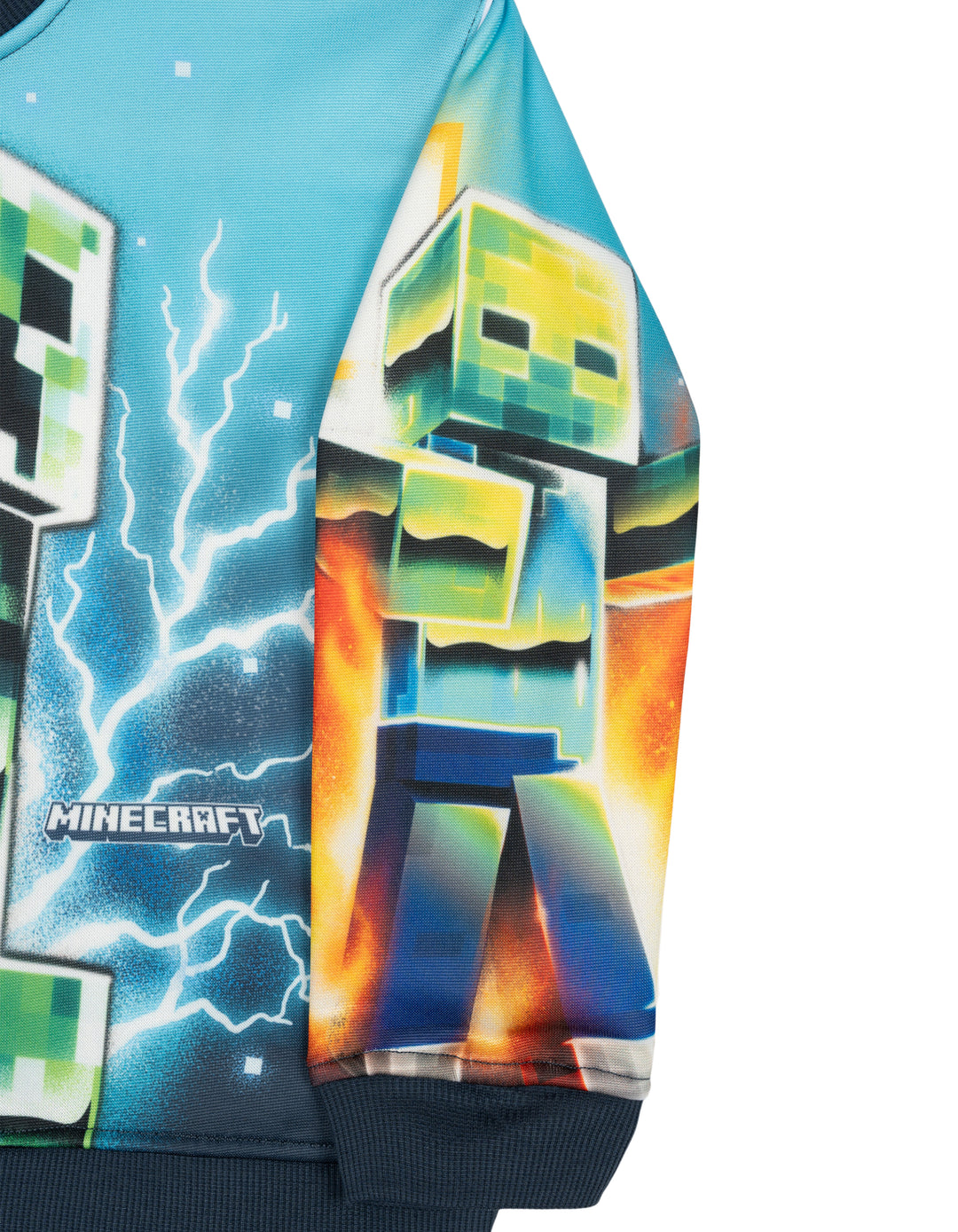 Minecraft Boys' Fleece 2-Piece Sweatshirt and Pants Set Dark Navy Creeper