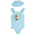 Frozen Gingham One Piece Bathing Suit and Bucket Sun Hat Swim Set UPF 50+