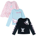 Hello Kitty Girls 3 Pack Peplum Long Sleeve T-Shirts Toddler to Big Kid