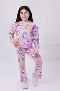 Hello Kitty Girls Fleece Pullover Sweatshirt and Ribbed Flare Leggings Outfit Set Toddler to Big Kid