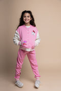 Hello Kitty Girls Fleece Varsity Bomber Jacket and Jogger Pants Outfit Set Toddler to Big Kid