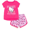 Hello Kitty Girls T-Shirt and French Terry Dolphin Shorts Outfit Set Toddler to Big Kid