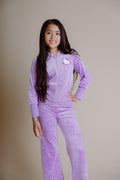 Hello Kitty Girls Velour Zip Up Hoodie and Flare Pants Outfit Set Toddler to Big Kid