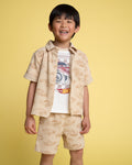 Hot Wheels Cotton Gauze Button Down Shirt, T-Shirt and Shorts 3 Piece Outfit Set