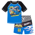 Hot Wheels Raglan Rash Guard and Swim Trunks UPF 50+ Outfit Set