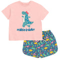 imagikids Dinosaur Girls T-Shirt and Chambray Shorts Outfit Set Toddler to Big Kid Sizes