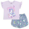 imagikids Unicorn Girls T-Shirt and Chambray Shorts Outfit Set Toddler to Big Kid Sizes