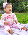 John Deere Farm Baby Girls Bodysuit, Pants and Hat 3 Piece Outfit Set Newborn to Infant