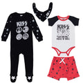 KISS Rock Band 4 Piece Outfit Set: Sleep N' Play Coverall Bodysuit Shorts Bib