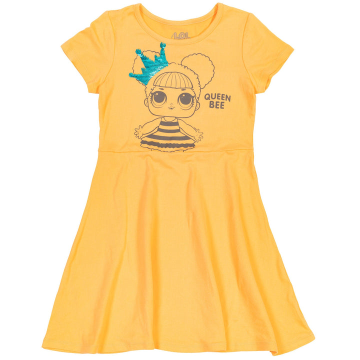 L.O.L. Surprise! Queen Bee Kitty Queen Girls Skater Sequin Dresses Scrunchie Toddler to Big Kid - imagikids