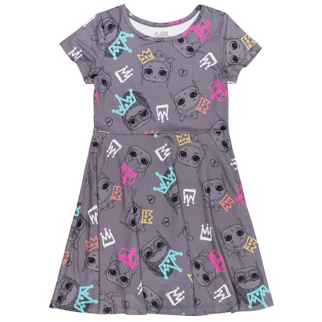 L.O.L. Surprise! Queen Bee Kitty Queen Girls Skater Sequin Dresses Scrunchie Toddler to Big Kid - imagikids