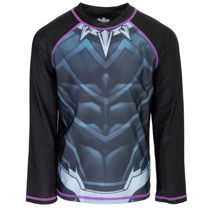Marvel Avengers Black Panther UPF 50+ Rash Guard Swim Shirt