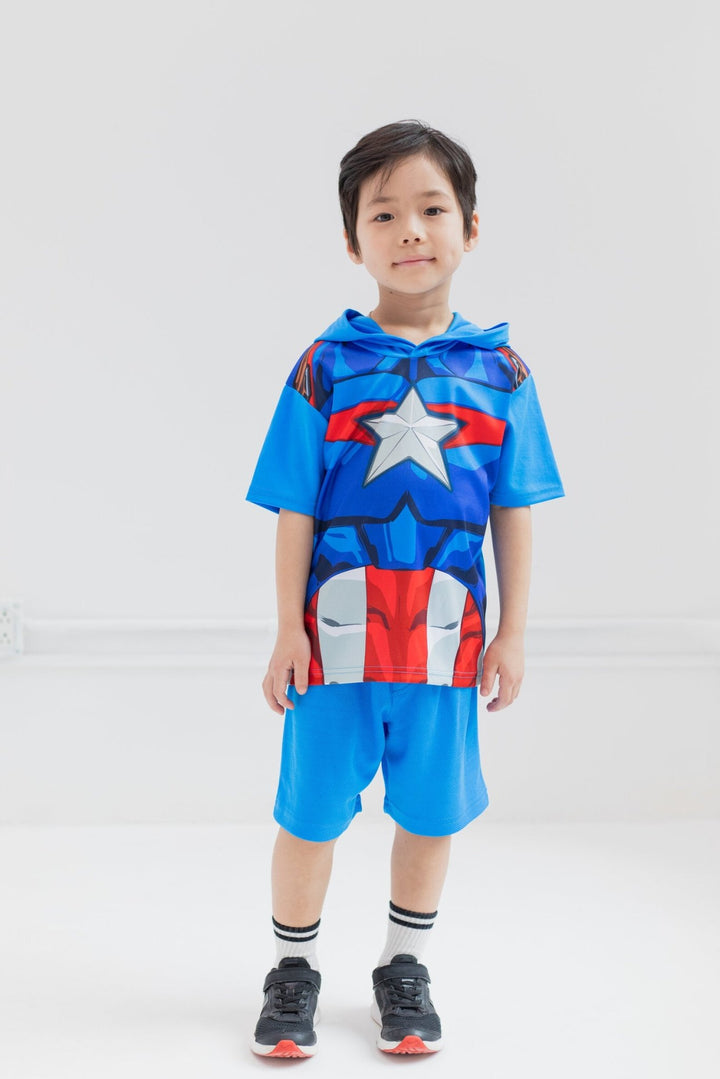 Marvel Avengers Captain America Athletic T-Shirt Mesh Shorts Outfit Set - imagikids