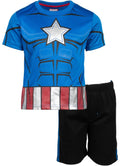 Camiseta gráfica Marvel Capitán América y pantalones cortos transpirables