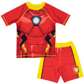 Marvel Avengers Iron Man UPF 50+ Cosplay Rash Guard Swim Trunks Outfit Set