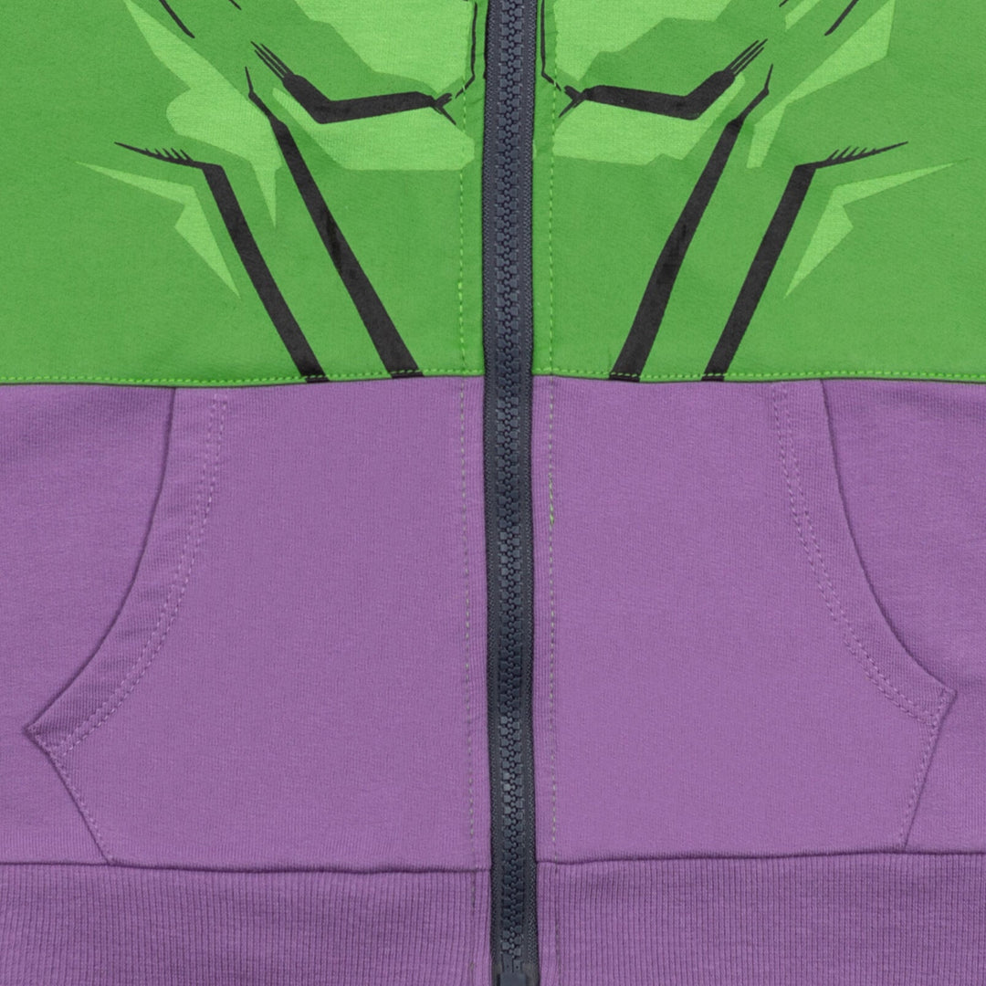Marvel Avengers The Hulk Fleece Zip Up Cosplay Hoodie - imagikids