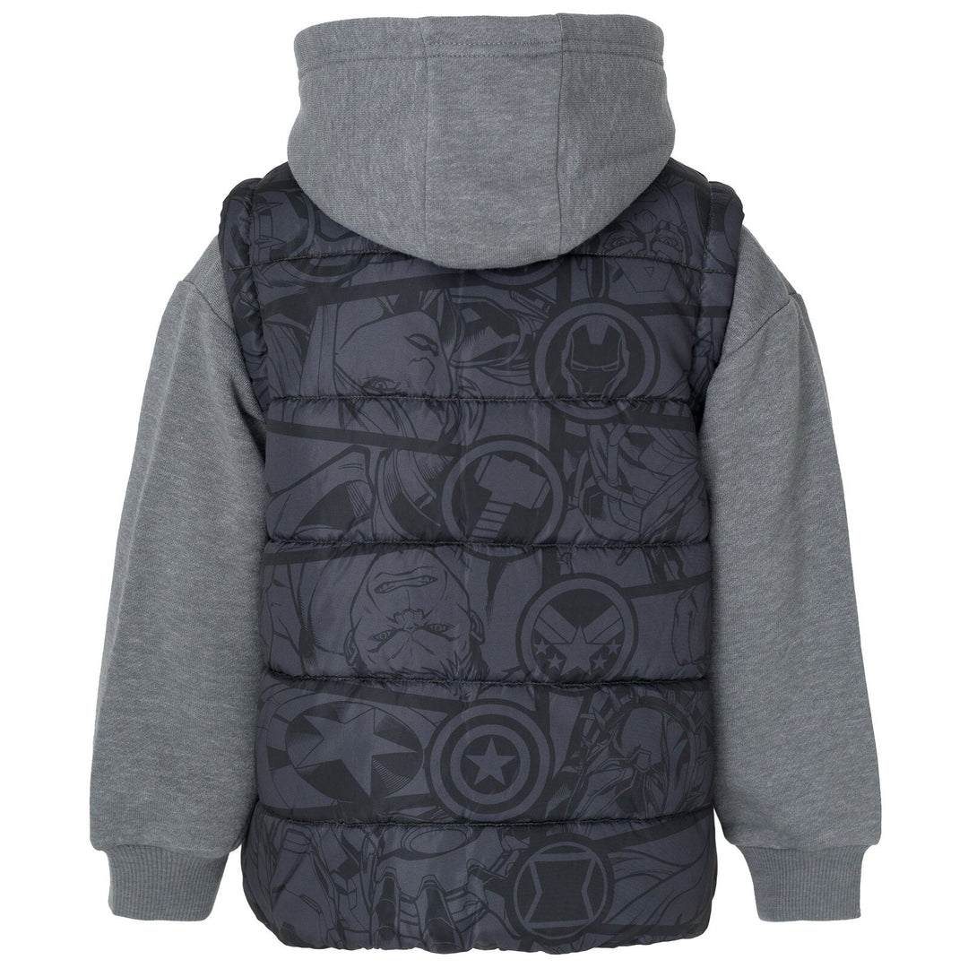 Marvel Avengers Zip Up Vest 2fer Jacket and Pullover Fleece Hoodie - imagikids