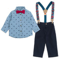 Marvel Spider-Man Button Down Shirt Twill Pants Suspenders and Bow-Tie 4 Piece Outfit Set