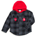 Marvel Spider-Man Flannel Hooded Shacket with Fleece Lining Toddler to Big Kid