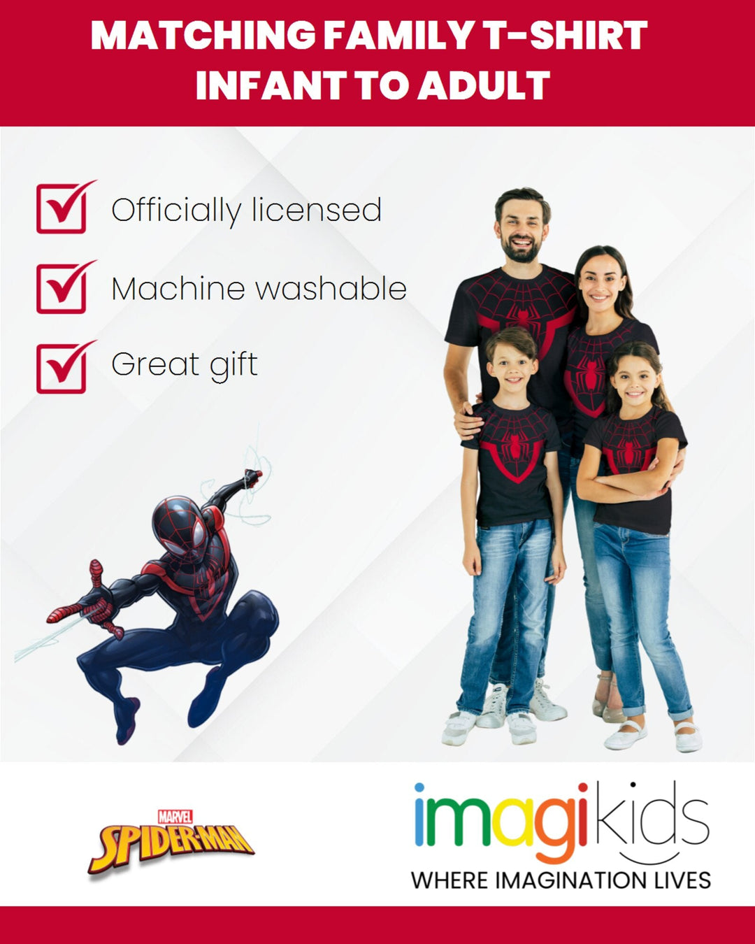 Marvel Spider - Man Miles Morales Matching Family Cosplay T - Shirt - imagikids