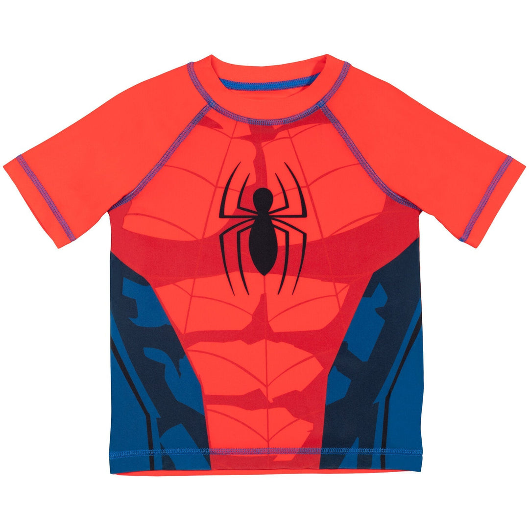 Marvel Spider - Man UPF 50+ Cosplay Rash Guard Swim Trunks Outfit Set - imagikids