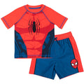 Marvel Spider-Man UPF 50+ Cosplay Rash Guard Swim Trunks Outfit Set