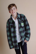 Minecraft Creeper Flannel Shacket with Fleece Lining Little Kid to Big Kid