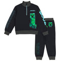 Minecraft Creeper Fleece Half Zip Sweatshirt and Jogger Pants Outfit Set