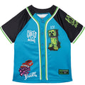 Minecraft Creeper Mesh Baseball Jersey Athletic Button Down Dress Shirt