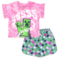 Minecraft Creeper T-Shirt and Chambray Shorts Outfit Set
