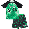 Minecraft UPF 50+ Rash Guard Swim Trunks Outfit Set