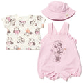 Minnie Mouse French Terry Short Overalls T-Shirt and Hat 3 Piece Outfit Set