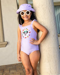Minnie Mouse Gingham One Piece Bathing Suit and Bucket Sun Hat Swim Set UPF 50+