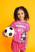 Minnie Mouse Mesh Baseball Jersey Athletic T-Shirt and Shorts Outfit Set